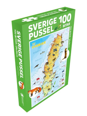 Sverige pussel med djur 100 bitar i gruppen Produkter / Kartor & Bcker / Pussel hos Riksfrbundet M Sverige (9789113093598)