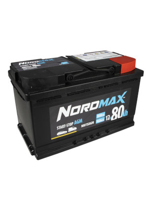 Startbatteri Nordmax AGM 12V 80Ah 800A i gruppen Produkter / Bil & Fordon / Startbatteri hos Riksförbundet M Sverige (NM115AGM)