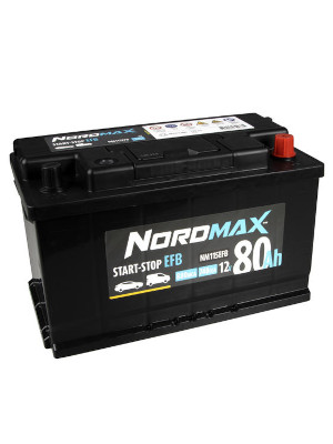 Startbatteri Nordmax EFB 12V 80Ah 740A i gruppen Produkter / Bil & Fordon / Startbatteri hos Riksförbundet M Sverige (NM115EFB)