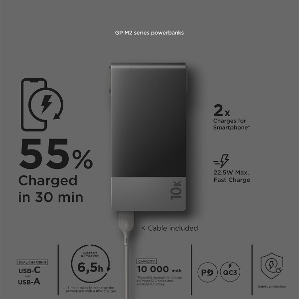 GP powerbank M2 10000 mAh svart