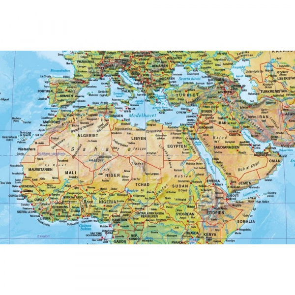 Väggkarta världen 1:41,4 milj Fysisk 100x70cm